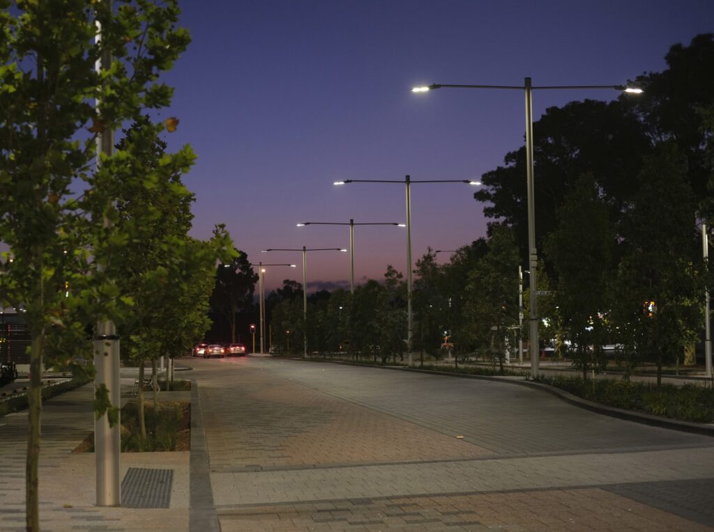 City street with UA Multi-function poles